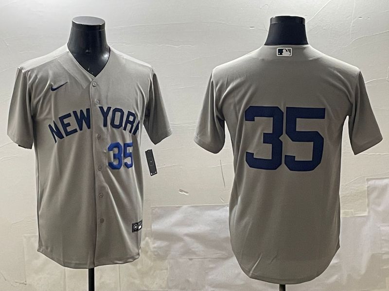 Men New York Yankees #35 No Name Grey Game 2025 Nike MLB Jersey style 3163